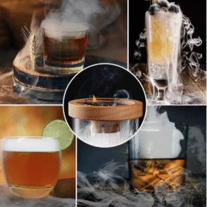 Viskio ir kitų gėrimų rūkymo rinkinys su apvalia rūkykla ir 5 aromatais