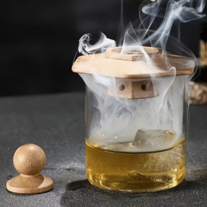 Viskio ir kitų gėrimų rūkymo rinkinys su šešiakampe rūkykla ir 4 aromatais