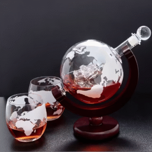 Unikalus rinkinys – išskirtinio dizaino butelis su stoveliu + 2 taurės