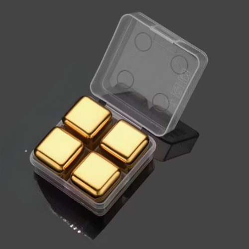 Šaldymo kubeliai, auksinės spalvos, su dėžute (4 vnt.)