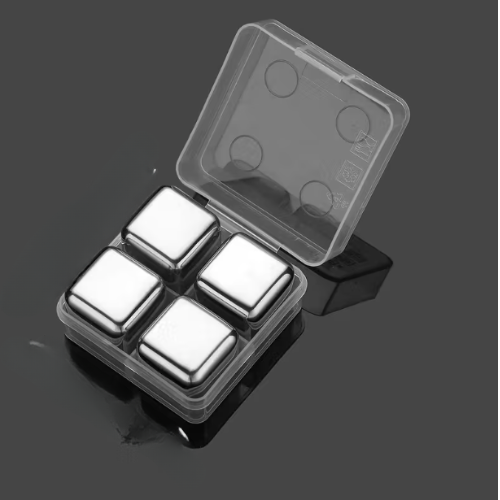 Šaldymo kubeliai, sidabrinės spalvos, su dėžute (4 vnt.)