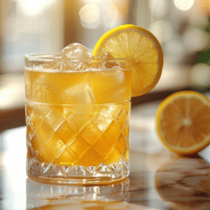 Smokey Honey Lemon - lengvas ir gaivus viskio kokteilis su subtiliu dūmo poskoniu