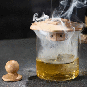 Viskio ir kitų gėrimų rūkymo rinkinys su šešiakampe, šviesiai ruda, rūkykla ir 4 aromatais