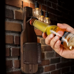 Butelio atidarytuvas – kabinamas ant sienos, su kamštelių surinkimo dėžute