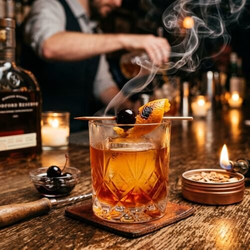 🍹 Penktadienio Receptas: Dūminis Vyšnių & Klevų „Old Fashioned“