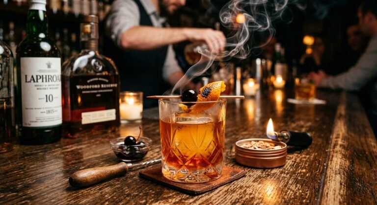 Read more about the article 🍹 Penktadienio Receptas: Dūminis Vyšnių & Klevų „Old Fashioned“